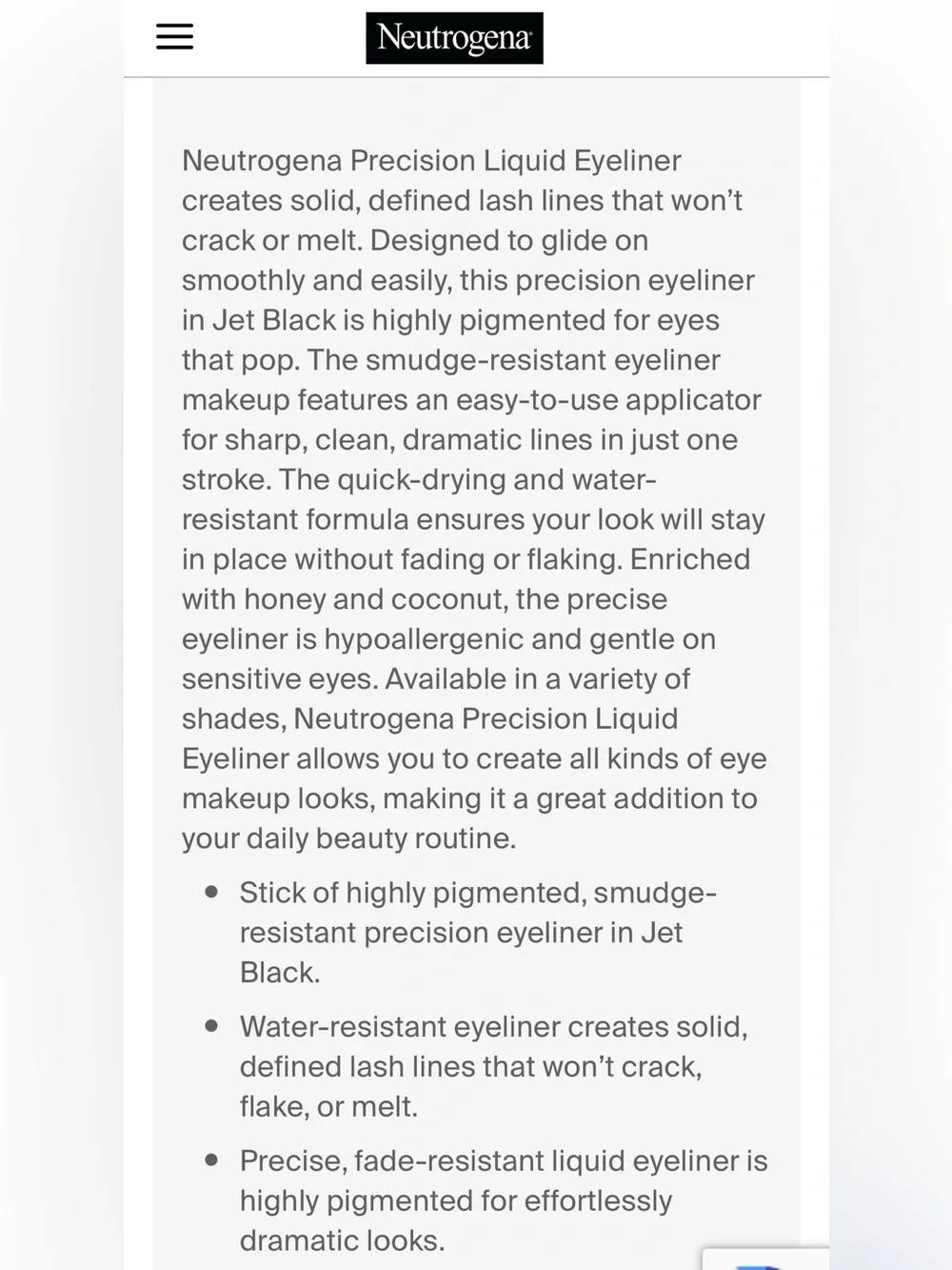 Neutrogena Precision Liquid Jet Black 10 Eyeliner Set of 2